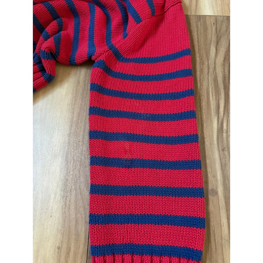 J.Crew Striped Rollneck Sweater Women L Red Navy Crewneck Chunky Knit Pullover - Picture 5 of 7